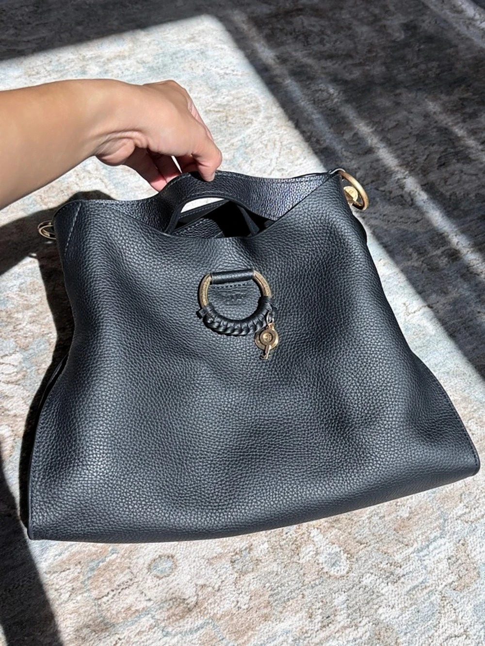 See by Chloé Small Hobo Bag Leather Shoulder Bag in Black w/ Gold hardware EUC